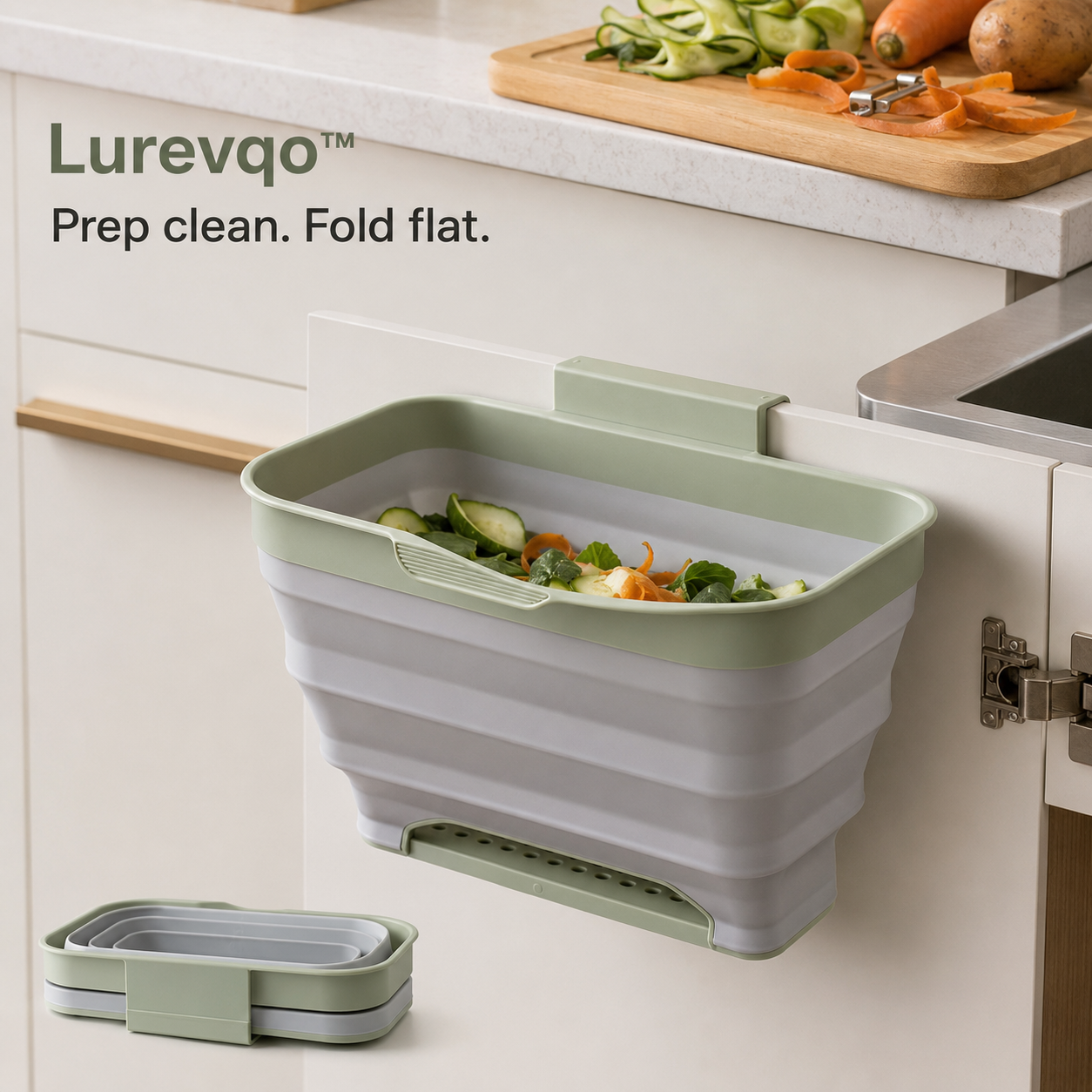 Lurevqo™ FoldFlow Collapsible Kitchen Scrap Bin